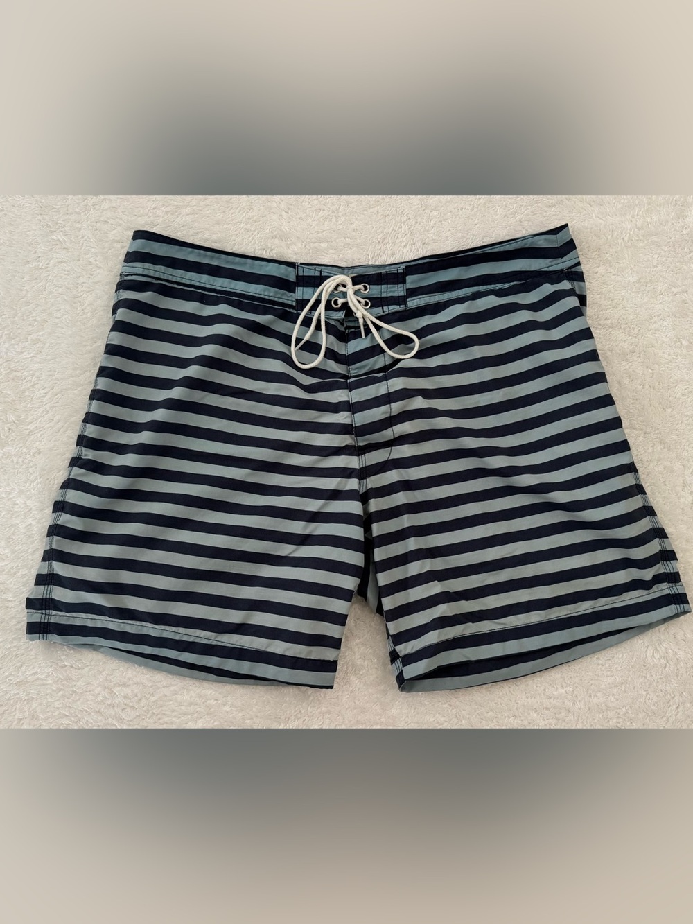 J. Crew men’s blue striped swim trunks size 36 waist board shorts classic